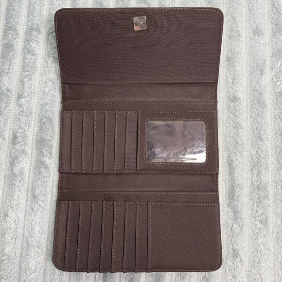 Betty Boop Wallet Womens Tri-Fold Faux Leather Cartoon Print Brown Zip Checkbook - Picture 3 of 5